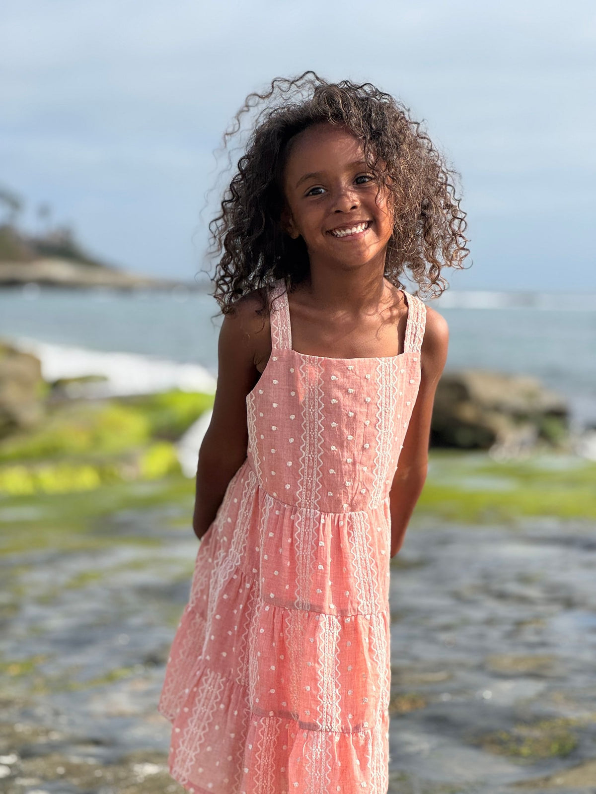 tess dress in dusty rose embroidered