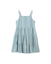 tess dress in blue embroidered