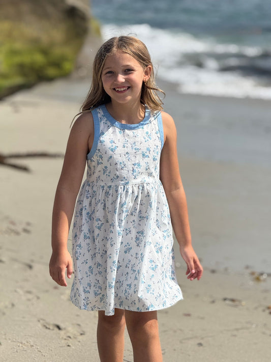 adele dress in blue floral