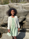 sloane dress in green eyelet