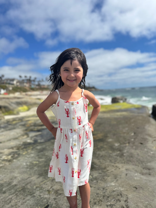brooklyn dress in white lobster