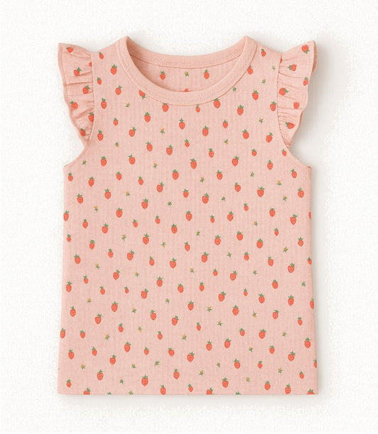 nola top in pink strawberries