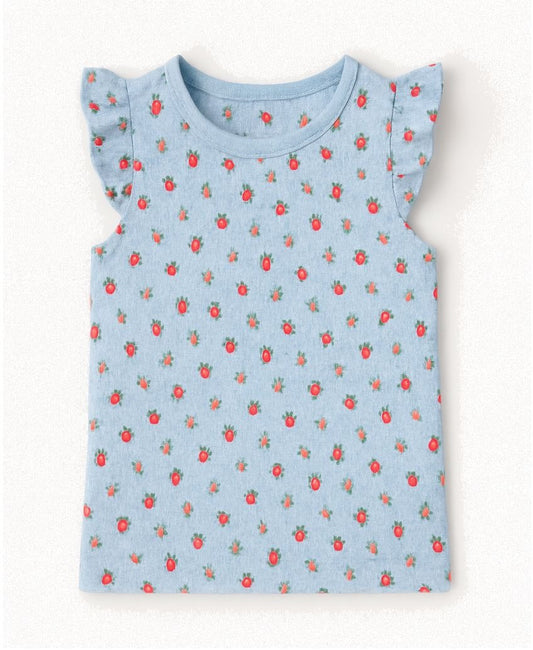nola top in blue strawberries