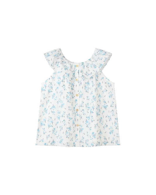 finley top in blue floral