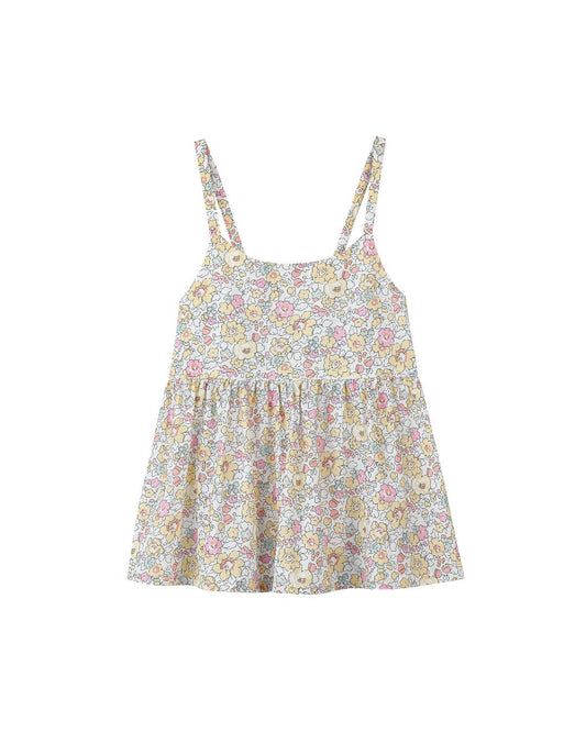 katie top in yellow retro floral