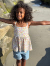 katie top in yellow retro floral