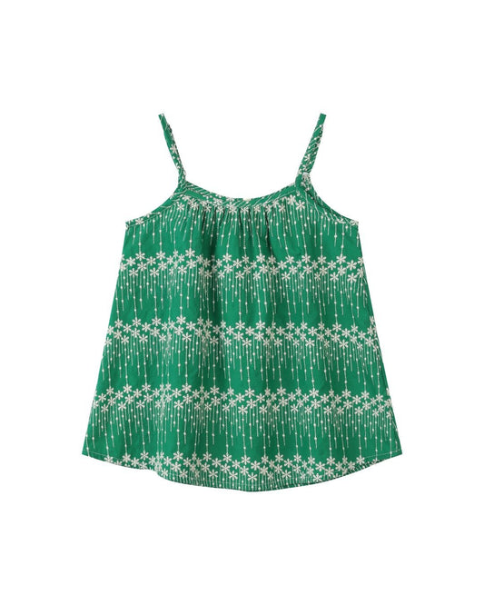 alexa top in green embroidery