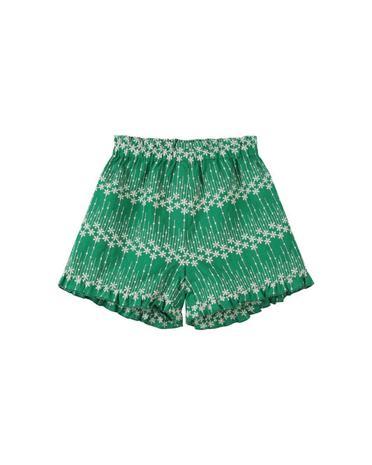 mila shorts in green embroidery