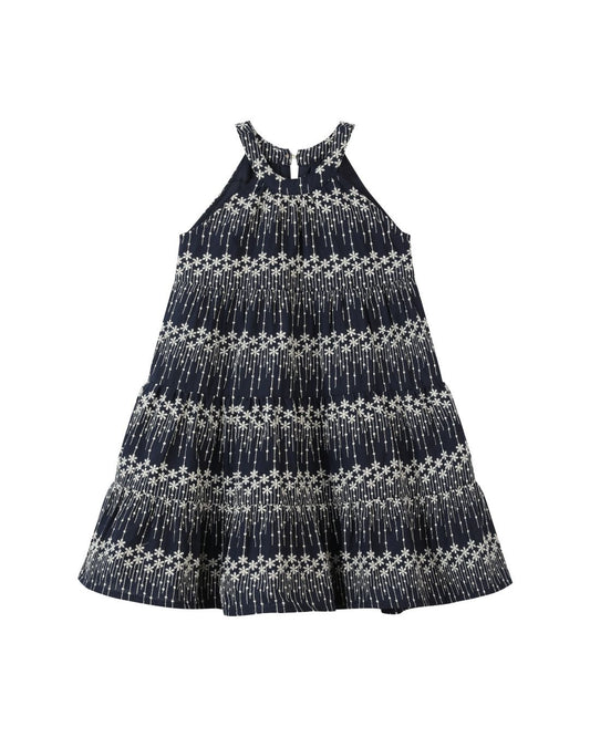 maleia dress in navy embroidery