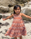 maleia dress in terracotta embroidery