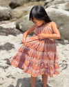 maleia dress in terracotta embroidery
