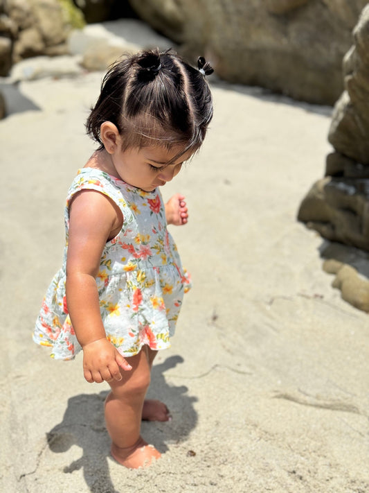 nellie onesie dress in retro roses