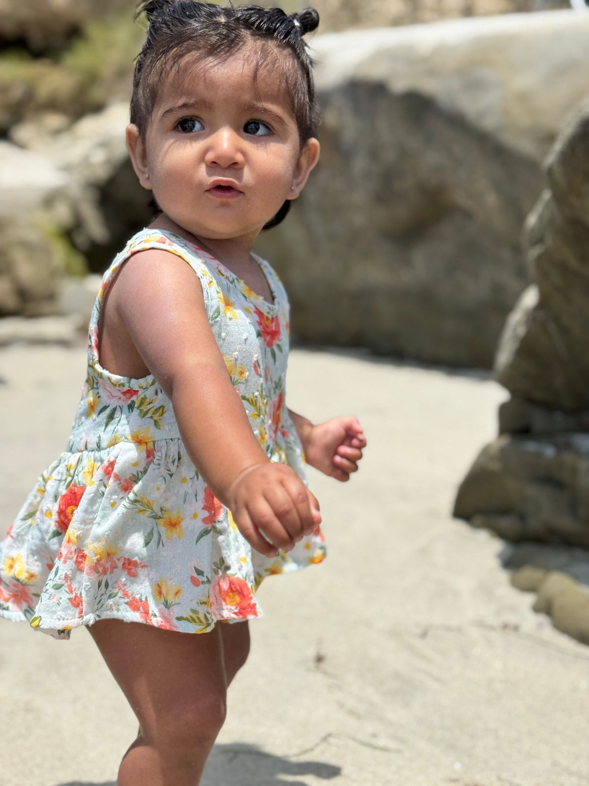 nellie onesie dress in retro roses