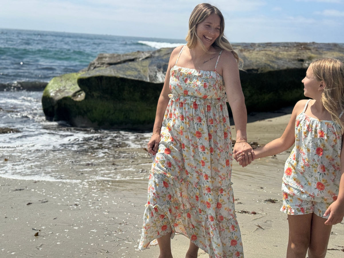 mallory top in retro roses