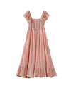 polly dress in dusty rose embroidered