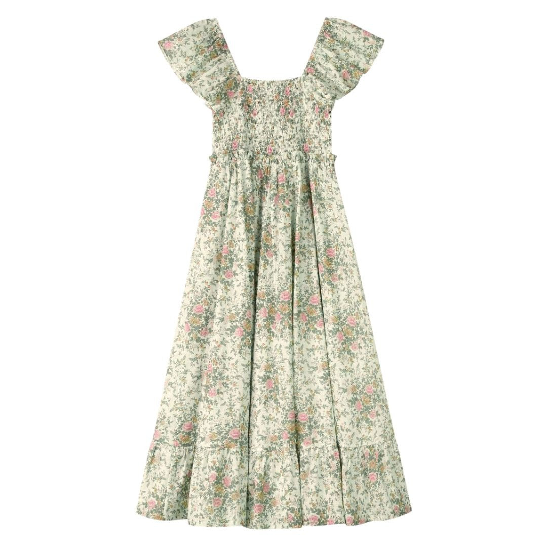 polly dress in cream cottage floral