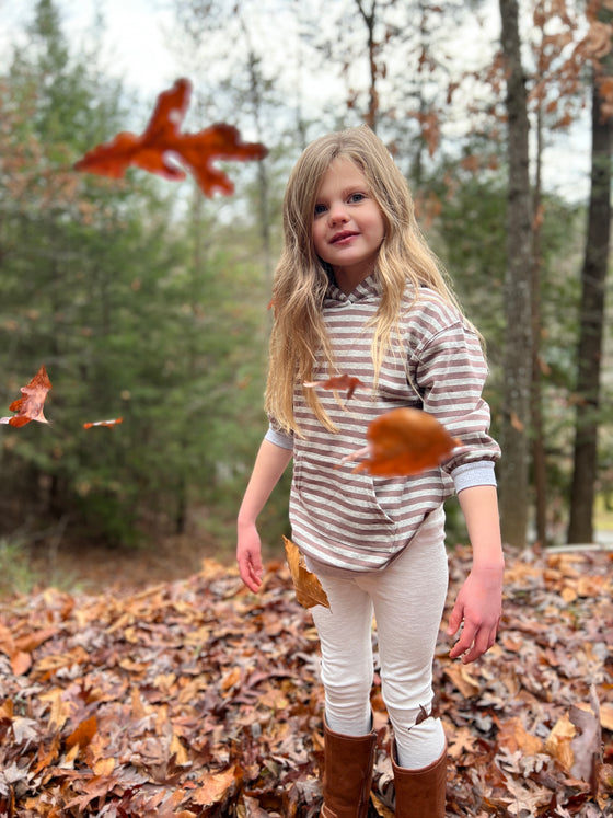 Angie tunic in brown and grey stripe