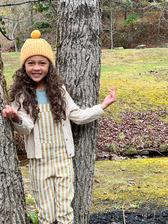Emma overall in mustard stripe