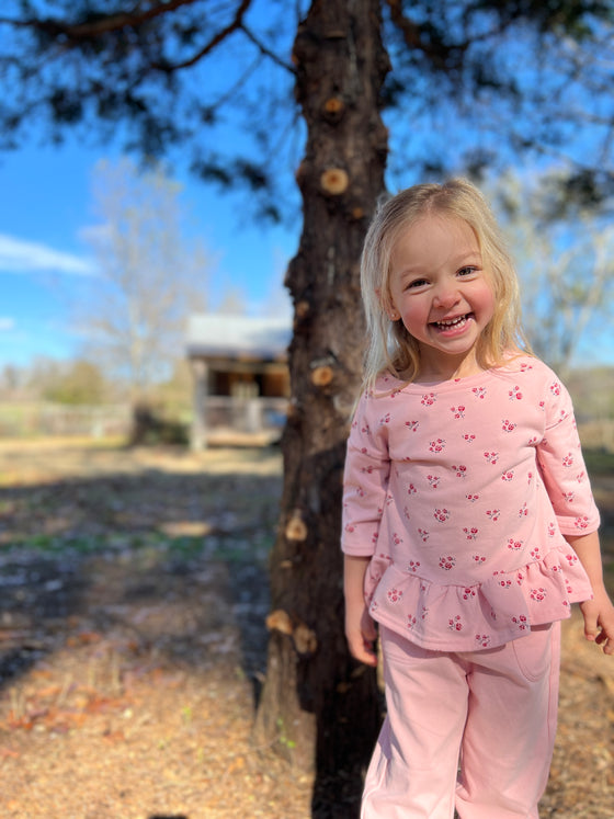 Elaina blouse in pink Floral print