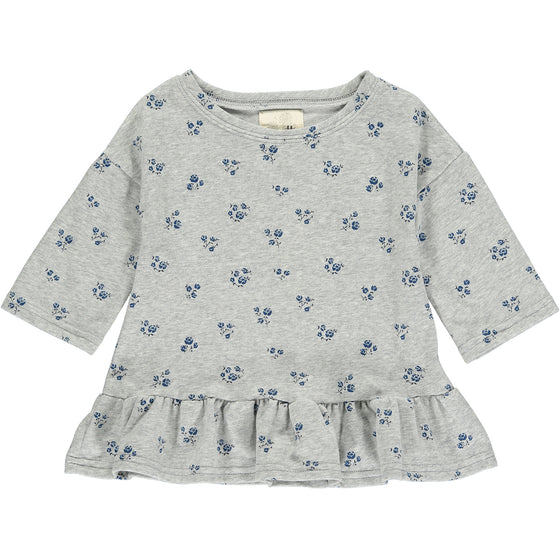 Elaina blouse in heatherd grey floral print