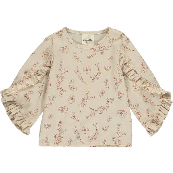 Lola blouse in oatmeal floral-print