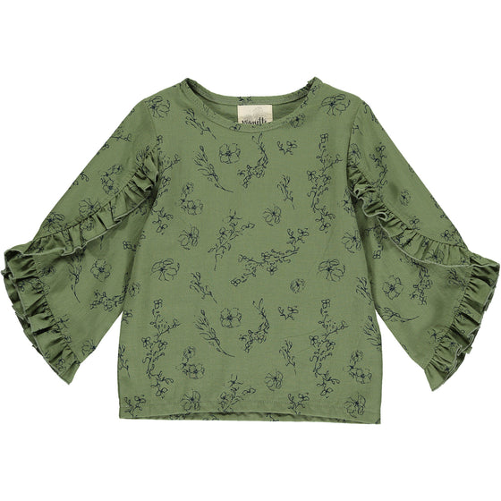 Lola blouse in green floral print