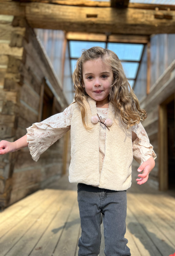 Lola blouse in oatmeal floral-print