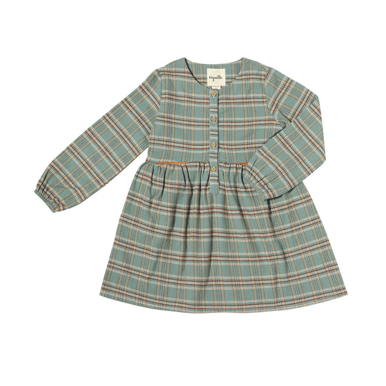 Niki Dress in Sage Plaid