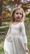 Teagan Dress Reversible in Oatmeal and Pumpkin
