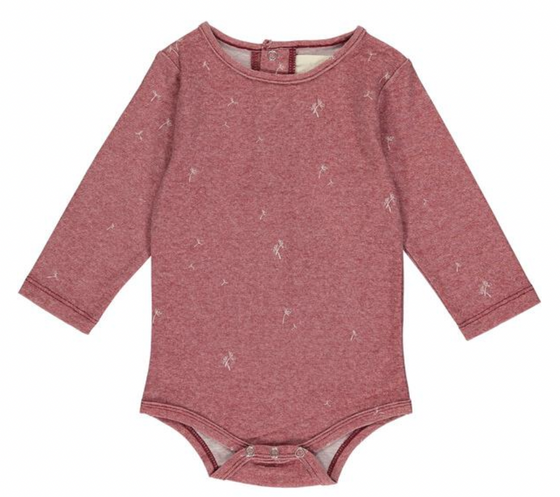 tana onesie in burgundy dandelion