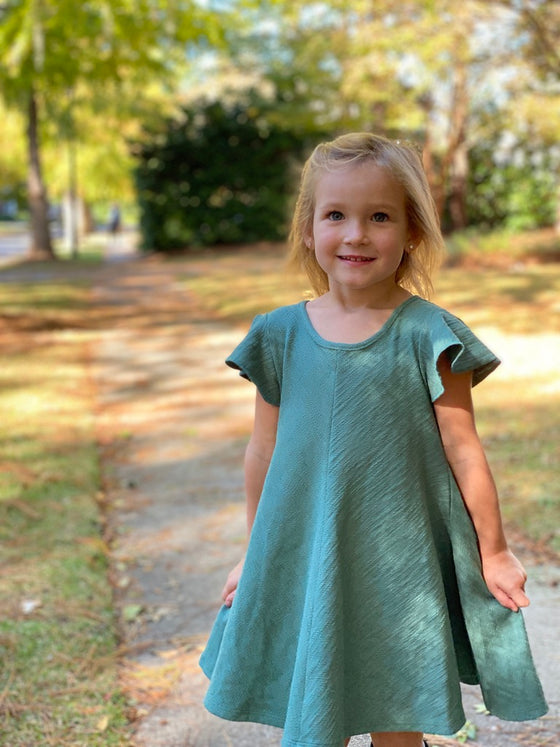 adaline dress in teal