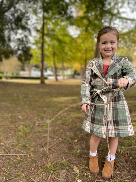 indy coat in green plaid