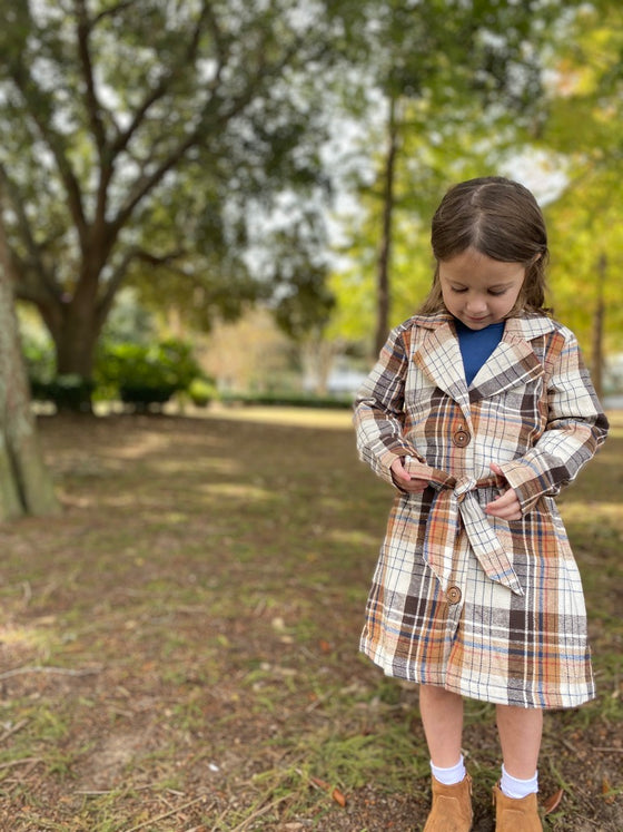 indy coat in brown plaid