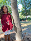 ale dress in burgundy