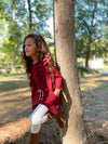 ale dress in burgundy