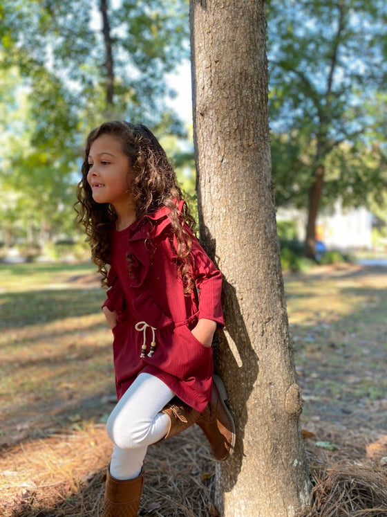 ale dress in burgundy