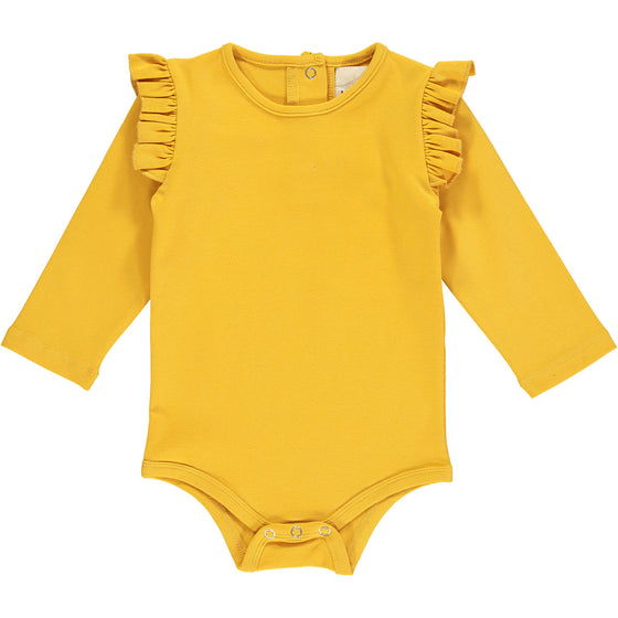 quinn onesie in mustard
