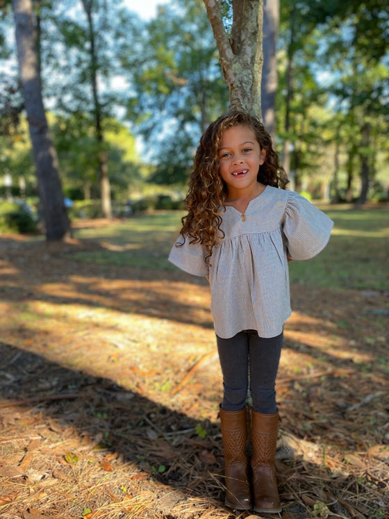 cora blouse in blue stripe