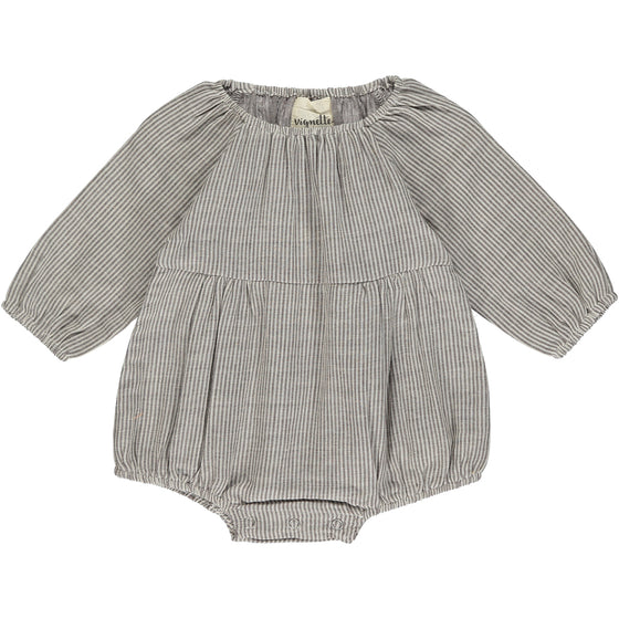 daisy bubble in charcoal stripe
